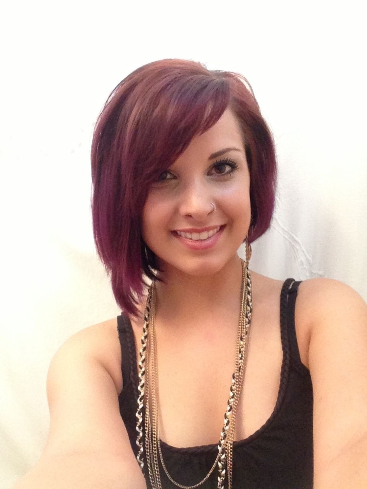 Стрижка лесенка на длинные волосы с челкой косой