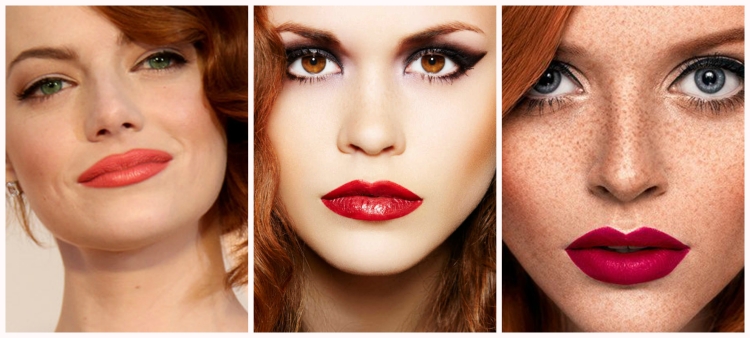 Цвет помады для рыжих