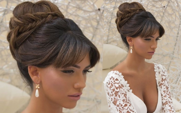 Прическа на длинные волосы с челкой