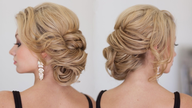 Причёска пучок на средние волосы с челкой