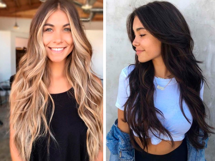 Локоны с прямыми концами на длинные волосы