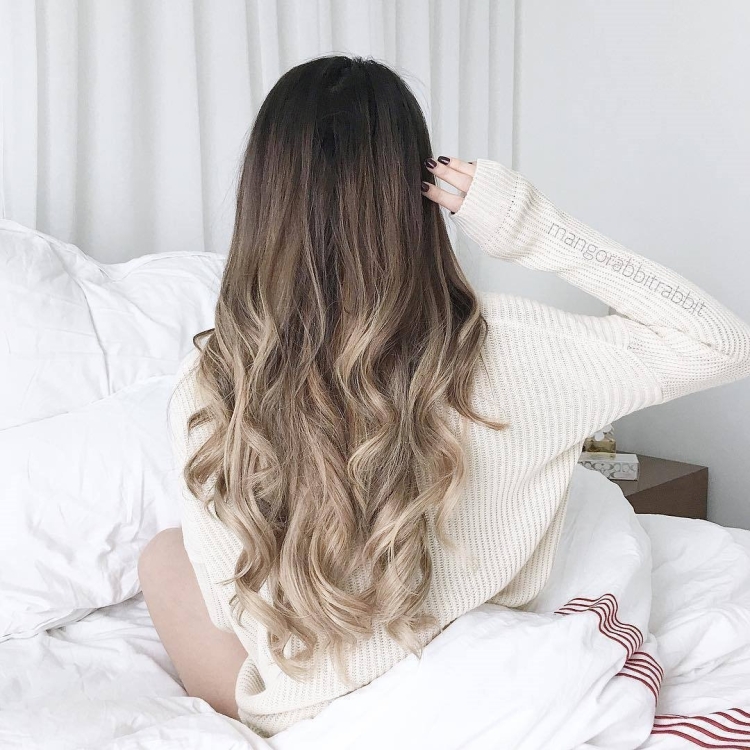 Омбре на русые волосы длинные