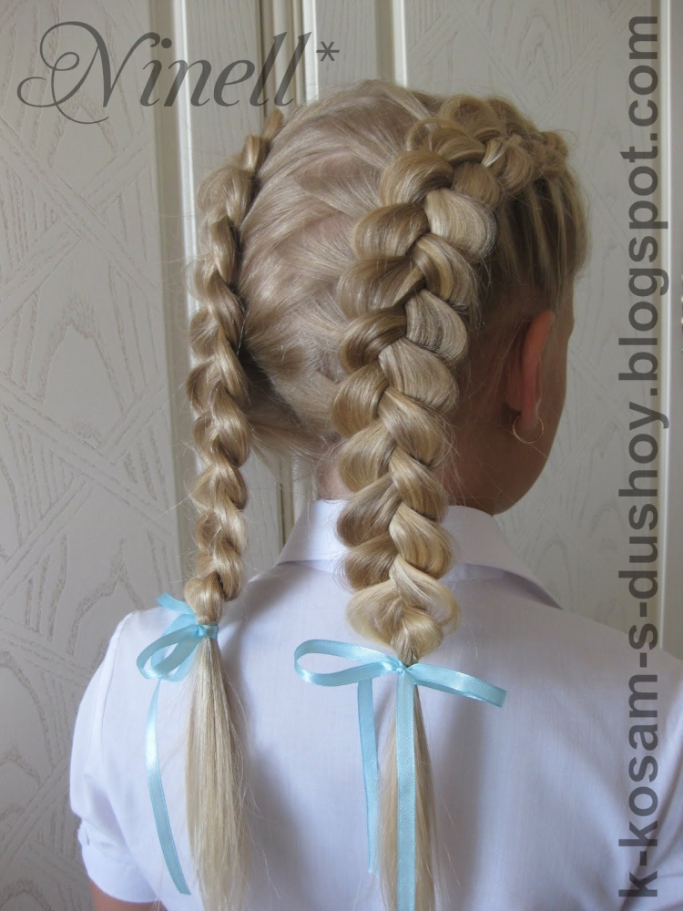 Косички на средние волосы для девочек в школу