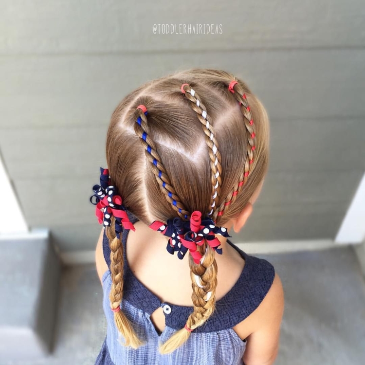 Косички с прядями для девочек