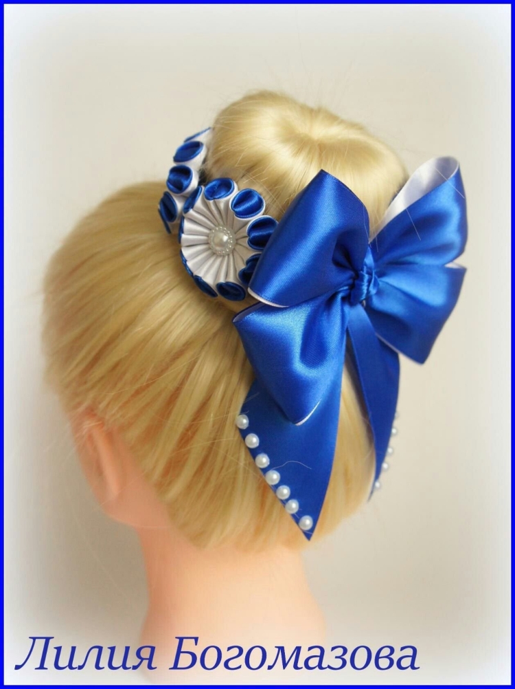 Заколка бант для волос из атласной ленты