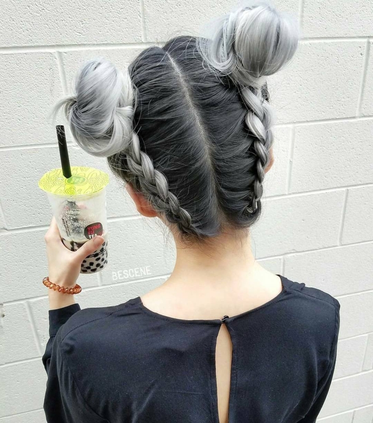 Причёски на средние волосы 2 пучка