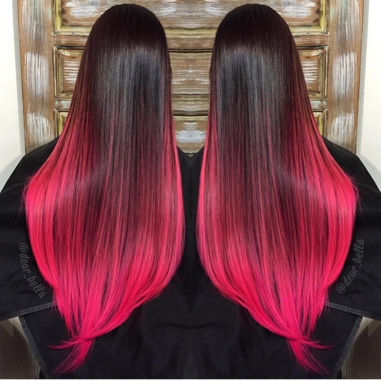 Красный балаяж на темные волосы прямые