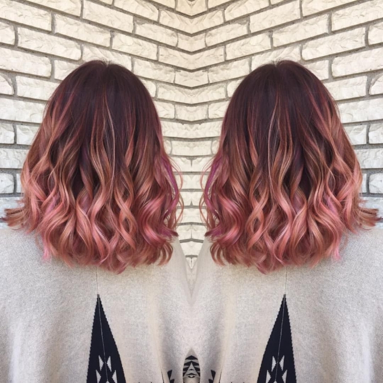 Цветное омбре на русые волосы