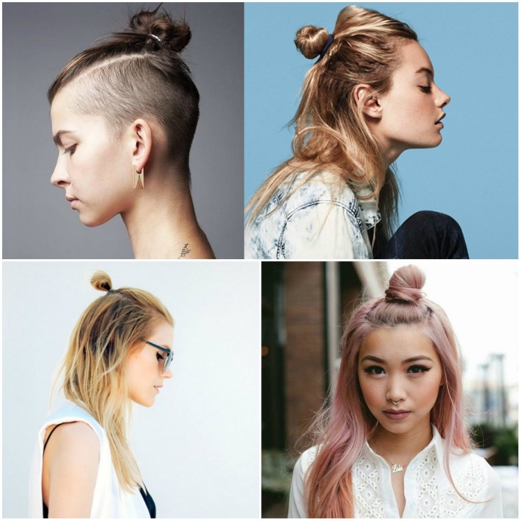 Прическа с пучком на макушке