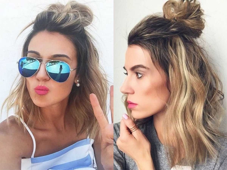 Пучок с распущенными волосами