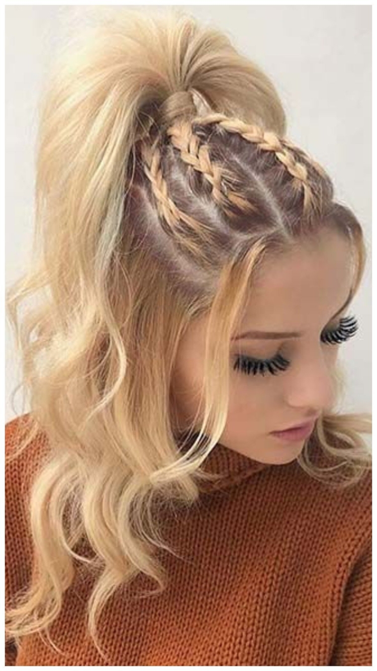 Прическа хвост с косичкой