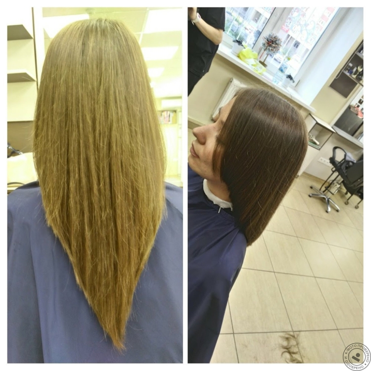 Стрижка треугольником на средние волосы