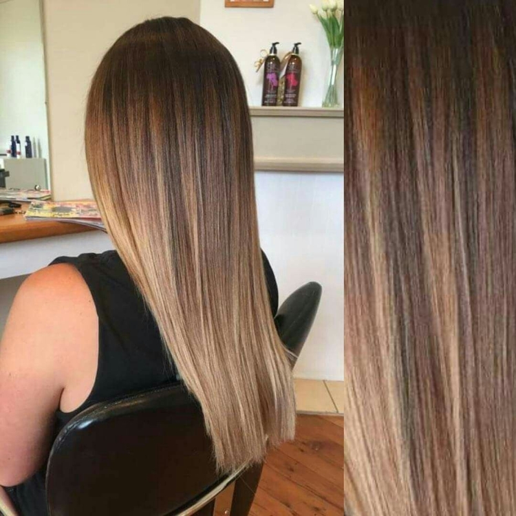 Окрашивание бейбилайтс на темные прямые волосы