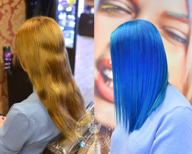 Окрашивание в синий без осветления