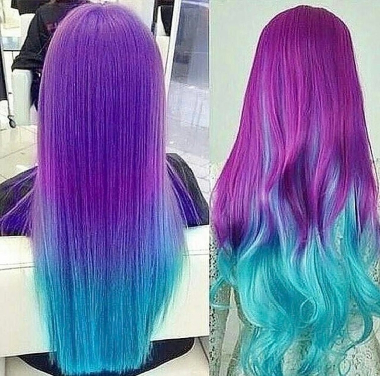 Фиолетовый градиент на волосах
