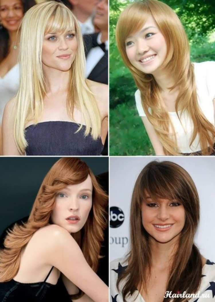 Прическа лесенка на длинные волосы с челкой