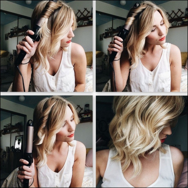 Пляжные Локоны на каре плойкой