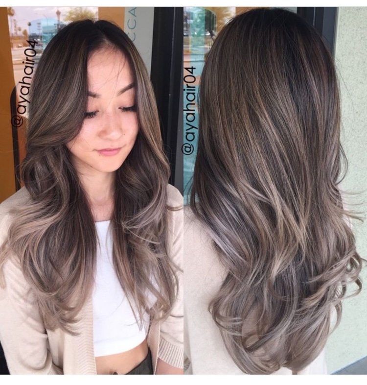 Балаяж темно русый пепельный