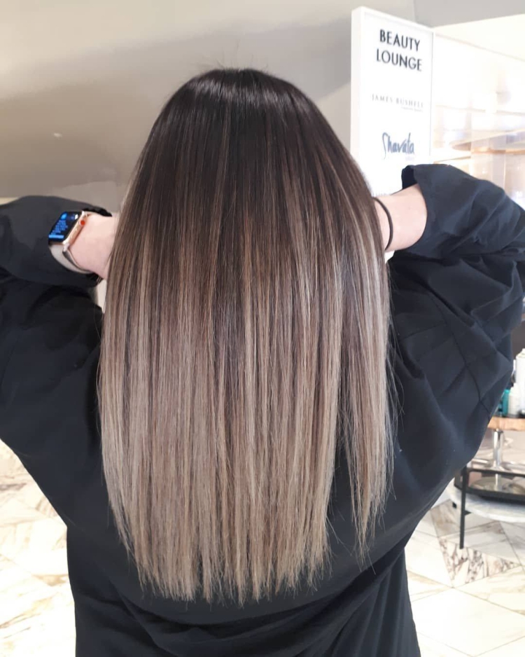 Балаяж окрашивание на темные прямые волосы