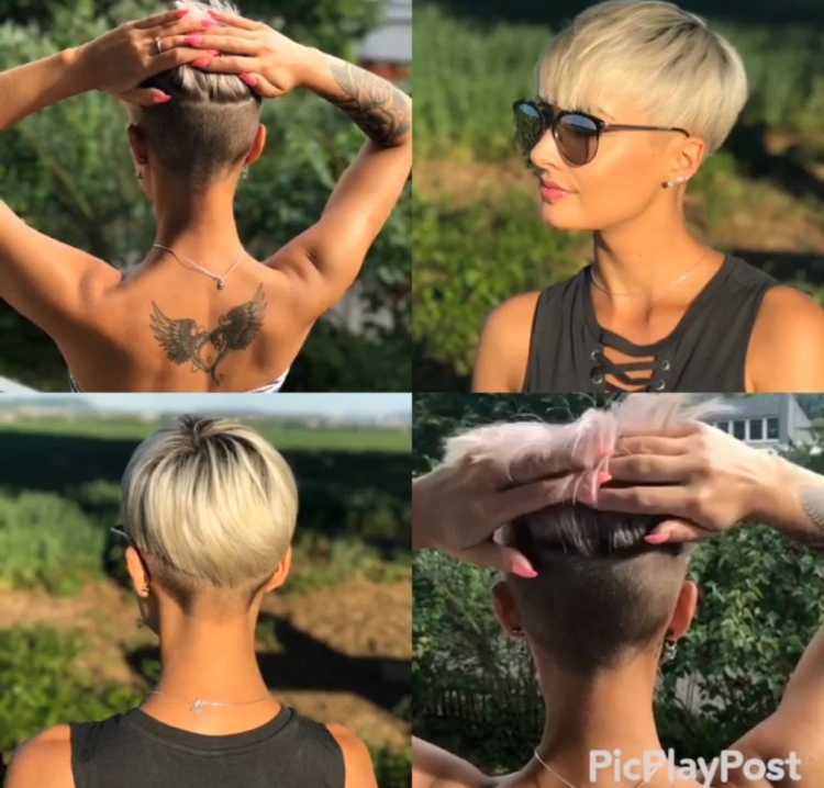 Стрижка Пикси с выбритым затылком