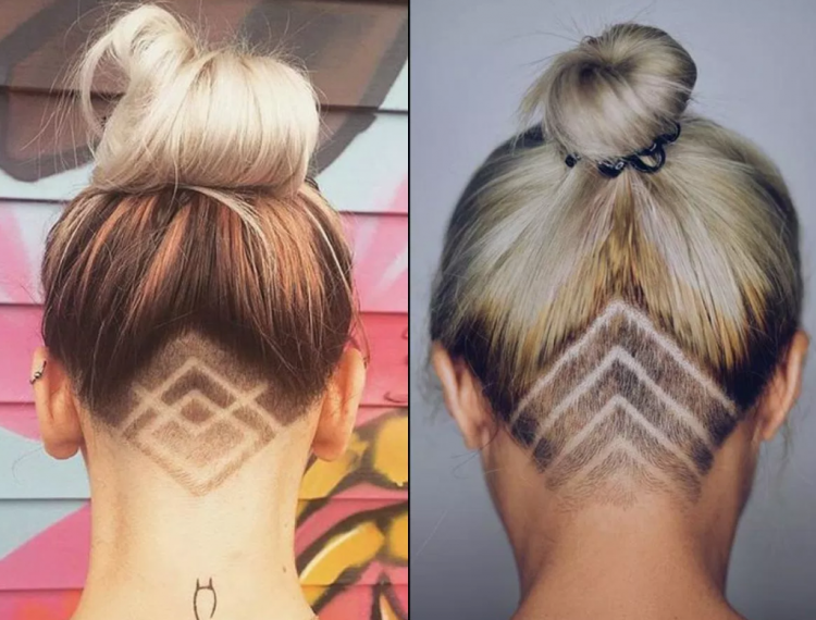 Стрижка с бритым затылком