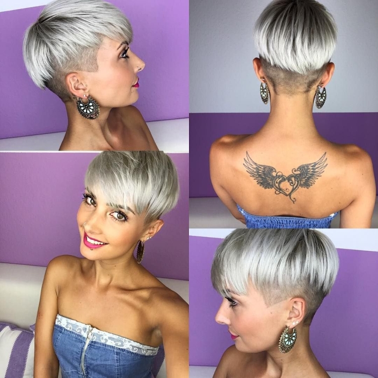 Стрижка Пикси с выбритыми висками и затылком