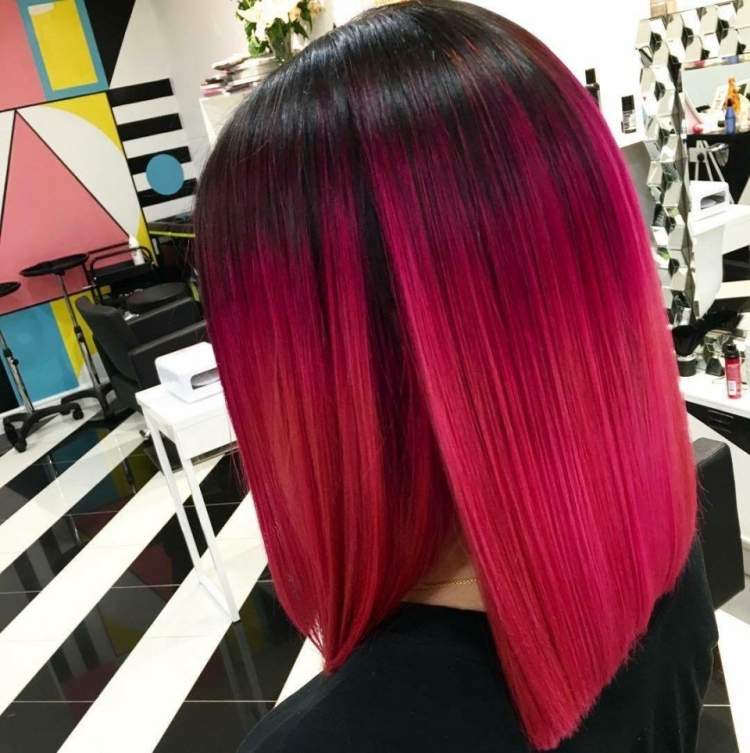 Омбре на средние волосы яркие