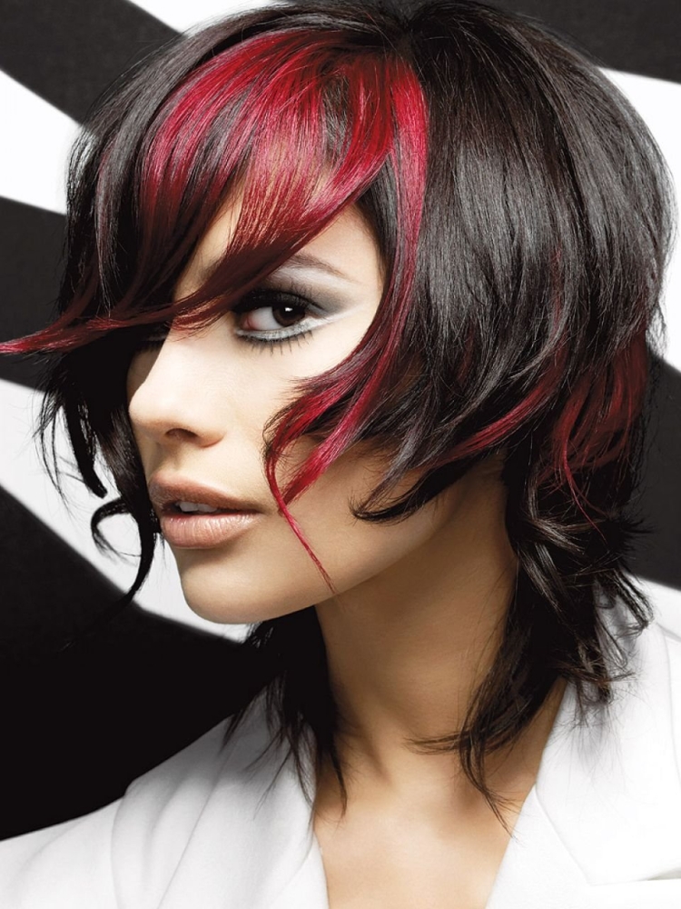 Красное мелирование на каре