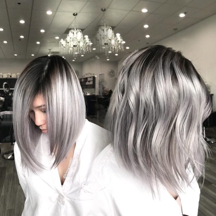 Пепельный балаяж на каре