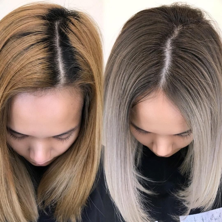 Мелирование на отросшие корни осветленных