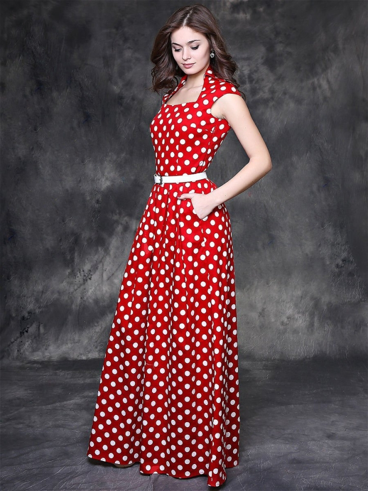 Длинное платье в горох