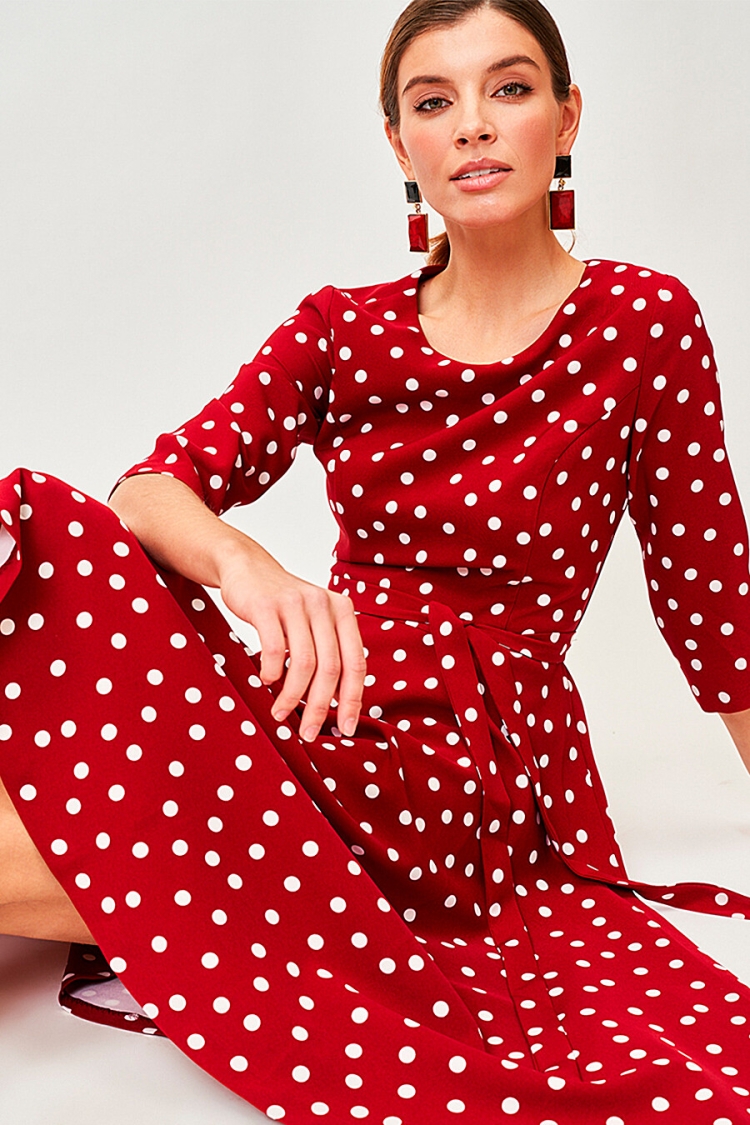 Платье Vittoria Vicci красное в горошек