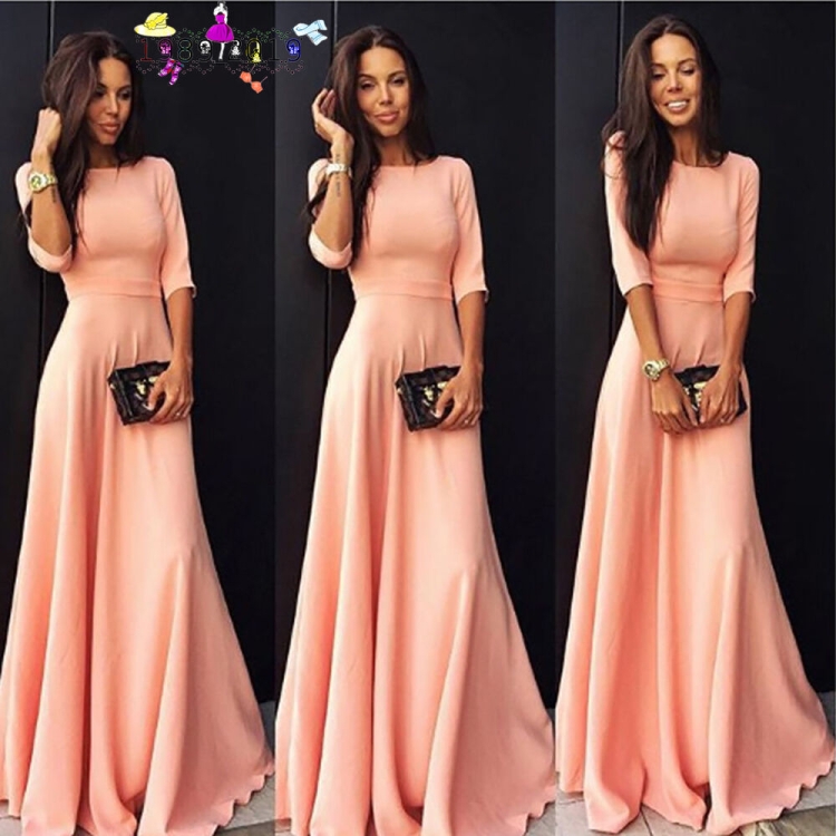 Платье из шифона с длинным рукавом