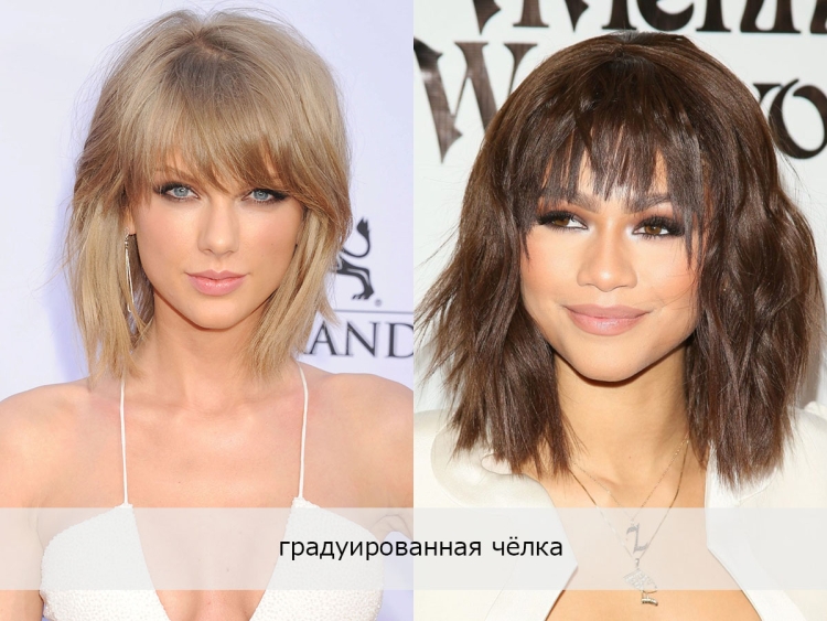 Чёлка полукругом с удлиненными боковыми прядями