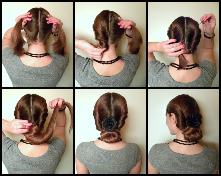 Прическа на каре с резинками