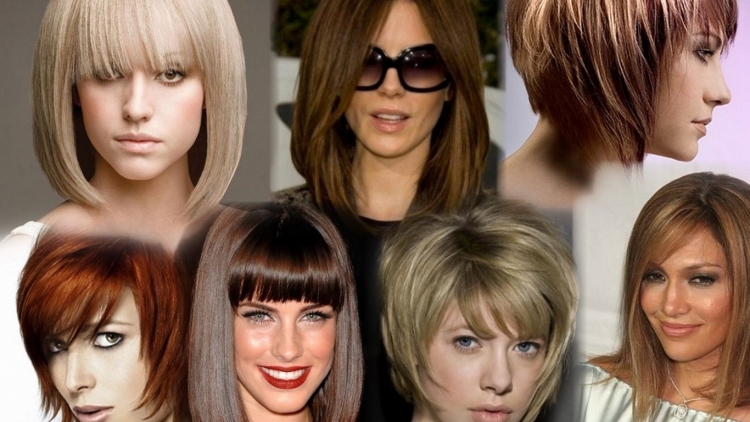 Боб каре градуированное удлиненное лицо с челкой