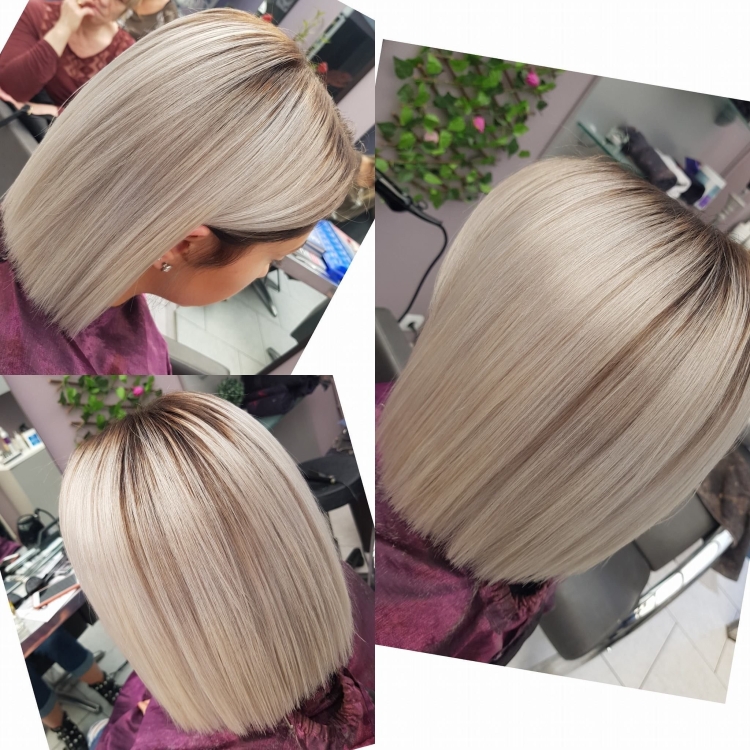 Эйр тач окрашивание на каре блонд