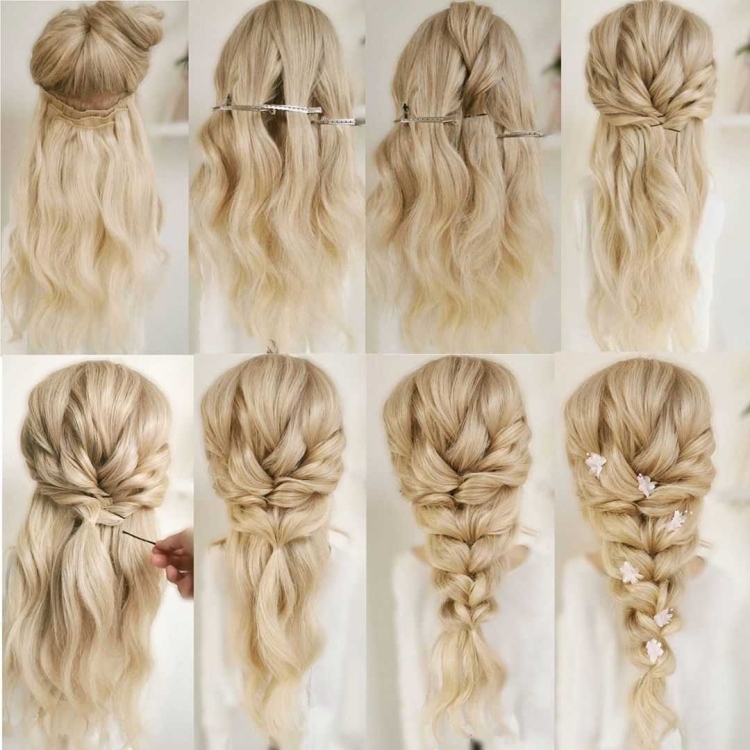 Прическа с резинками на длинные волосы