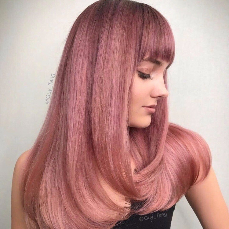 Коричнево розовый цвет волос