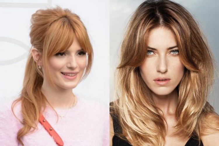 Стрижка с отросшей челкой на средние волосы