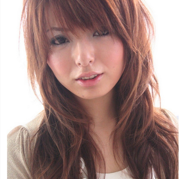 Азиатские стрижки на длинные волосы с челкой