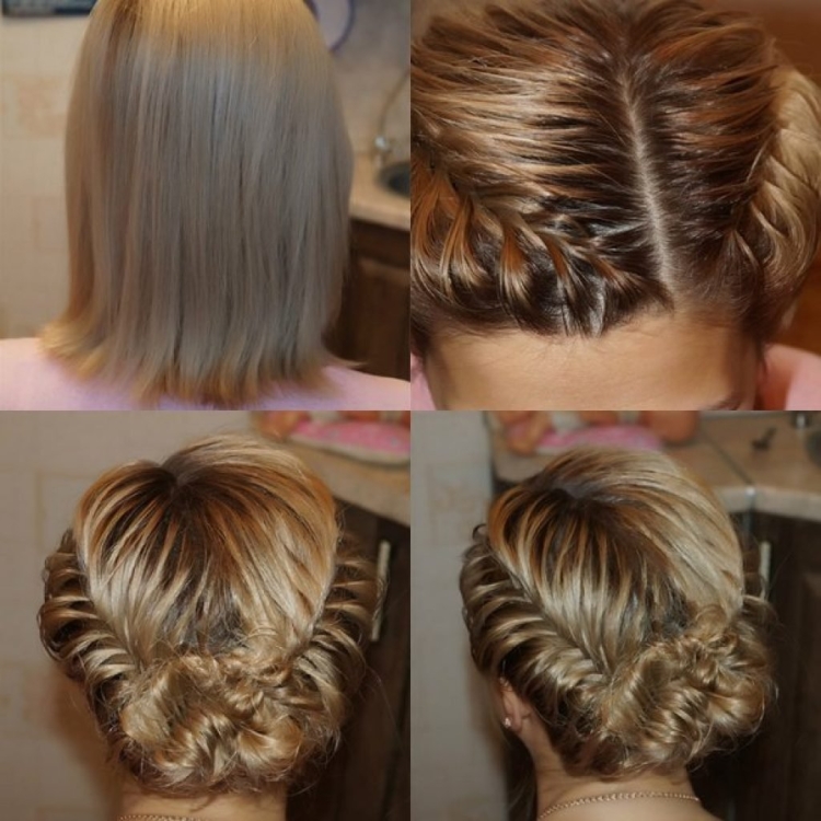 Прическа на каре с плетением