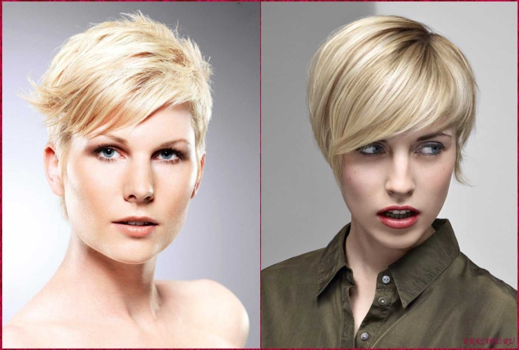 Модные креативные короткие стрижки на худое лицо