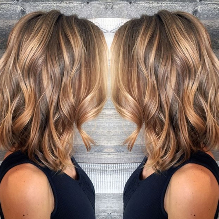 Лонг Боб и балаяж русые волосы