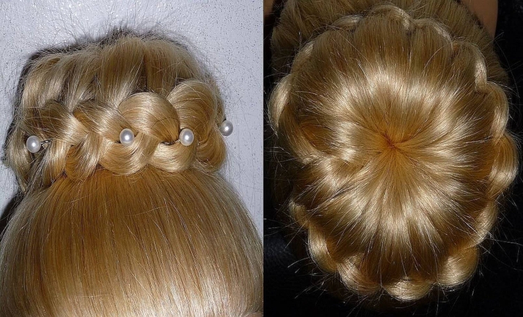 Прическа шишка для девочки на выпускной