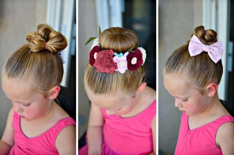 Прическа с бубликом для девочки