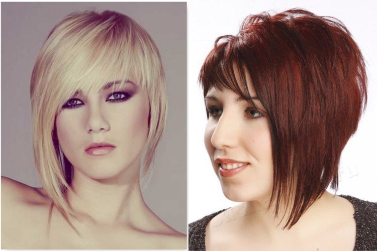 Стрижка Каскад асимметрия на короткие волосы с челкой