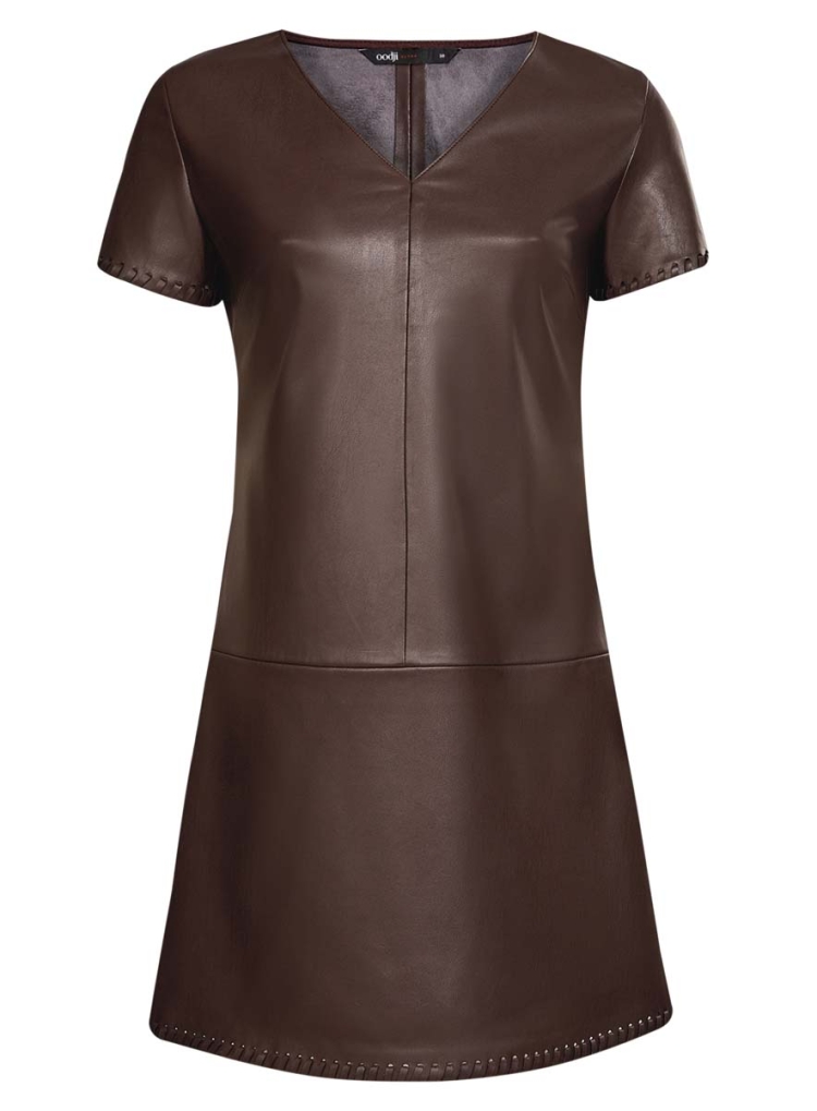 Платье с кожаной юбкой