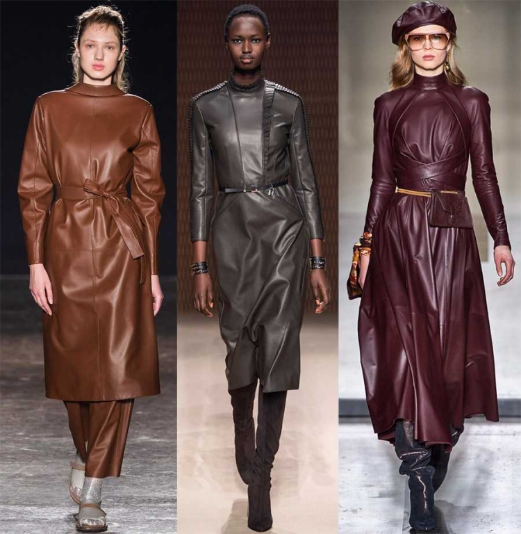 Кожаное платье резервед миди