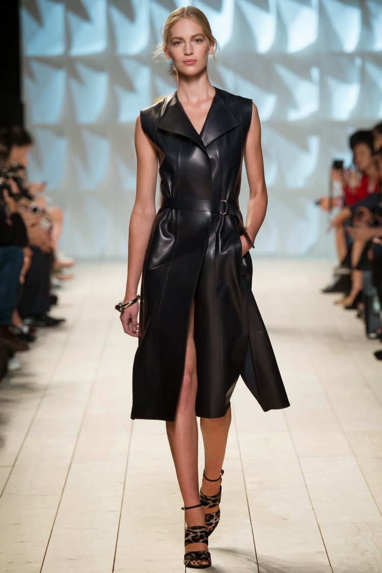 Платье миди черное кожаное Остин